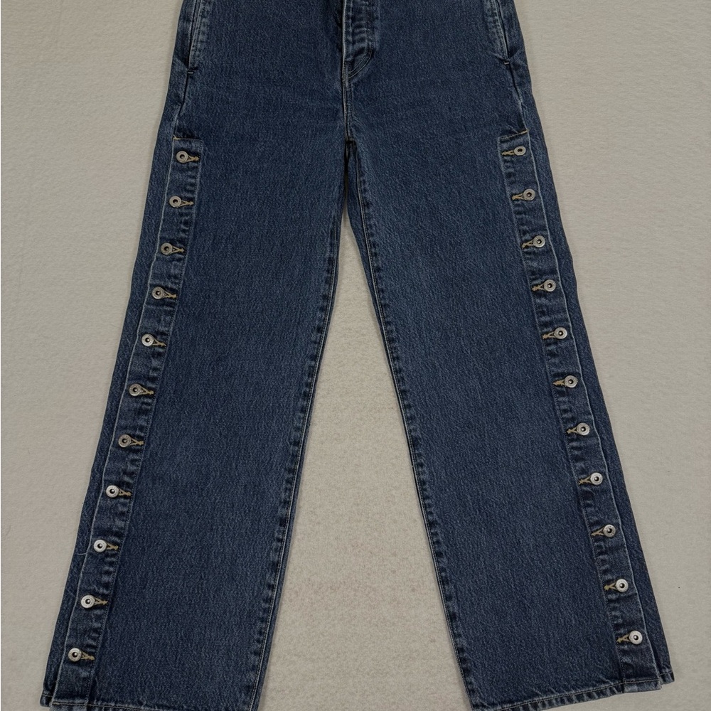 Levi's Dark Blue Straight Leg Jeans with Button Accents